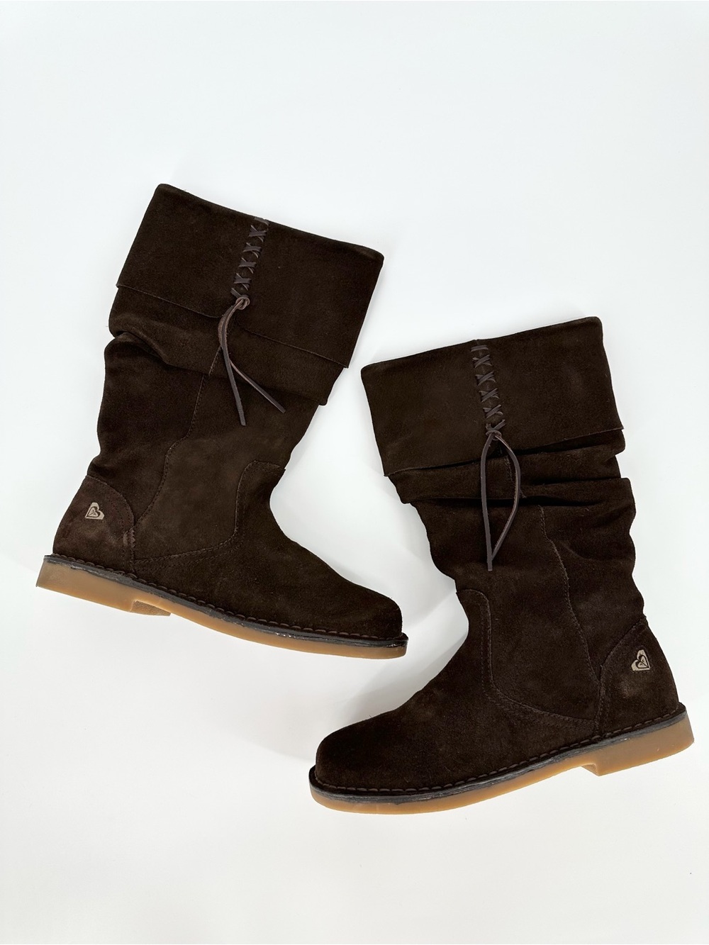 Roxy Round-Ab-Out Brown Leather Suede Slouchy Moccasin Boot